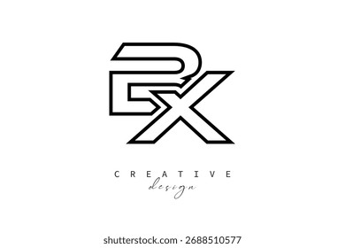 Diseño de logotipo de monograma creativo BX-Concepto de diseño de marca creativa de stock