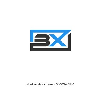 BX initial box letter logo template vector