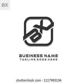 BX initial box letter logo template vector