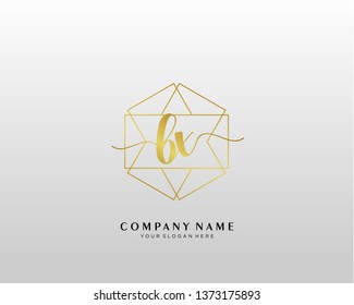 BX initial handwriting logo geometric template vector