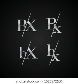 BX initial letter elegant symbol template vector for creative label packaging brand wedding invitations business black and silver color based