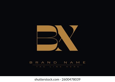 BX initial letter logo design. Letter B and X luxury alphabet letter logo icon template
