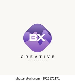 BX Initial Letter logo icon design template elements with wave colorful art.