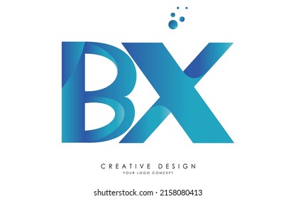 BX Initial Letters Logo Design with overlapping linked folds blue Colors.