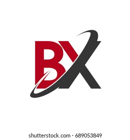 BX initial logo company name colored red and black swoosh design, isolated on white background. vector logo for business and company identity.