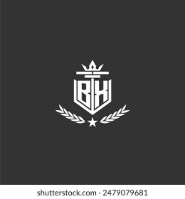 BX initial monogram brand logo design for crown vector image