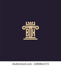 BX initial monogram logo for lawfirm with pillar  crown image design