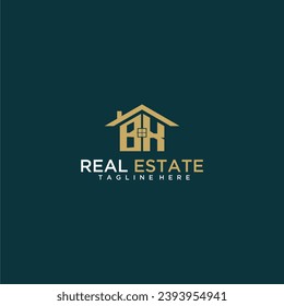 BX initial monogram logo for real estate with home shape creative design