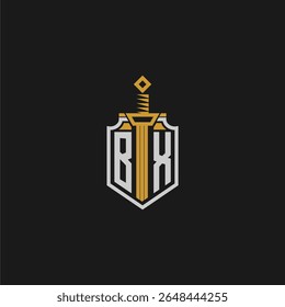 BX initial monogram for shield and sword style image
