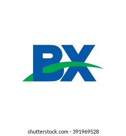 BX initial overlapping swoosh letter logo blue green