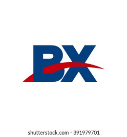 BX initial overlapping swoosh letter logo blue red
