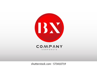 BX letter alphabet dot circle red simple flat technology modern creative vector logo icon sign design template 