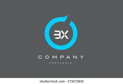 BX letter combination alphabet blue circle vector logo icon sign design template 