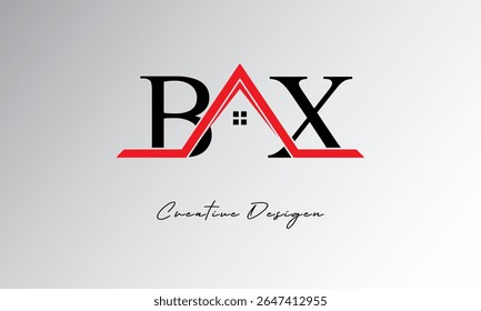 Logotipo de BX Letter House: monograma inmobiliario creativo con icono de techo y forma de hogar para propiedades, arquitectura y marca moderna
