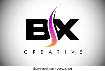 BX Letter Logo Design with Creative Shoosh and Modern Look Vector Illusttration. BX Letter Icon Logo with curved shape in the Middle