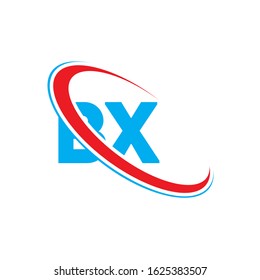 BX Letter Logo Design. Initial letters BX logo icon. Abstract letter BX B X minimal logo design template. B X Letter Design Vector with Red and Blue Colors.