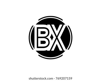 BX letter logo round black