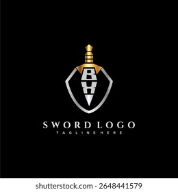 Monograma de luxo de letra BX para imagem de estilo escudo e espada