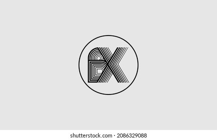 BX Lines Warp Logo Design. Letter Icon Made with Circular Outline.