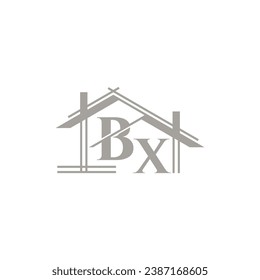 Logotipo BX con un elemento de formulario para el hogar que significa empresa inmobiliaria