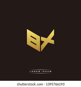 BX Logo Letter Initial Logo Designs Templete with Gold and Black Background