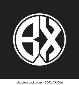 BX Logo monogram circle with piece ribbon style on black background