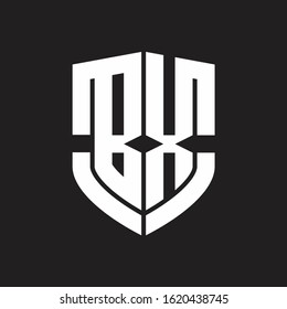 BX Logo monogram with emblem shield shape design isolated on black background