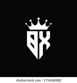 Estilo de logotipo BX con emblema monograma con plantilla de diseño de forma corona