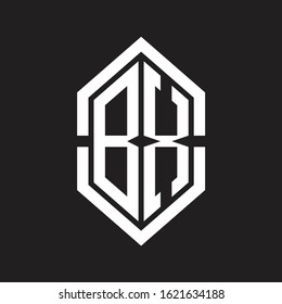 BX Logo monogram with hexagon shape and outline slice style with black and white