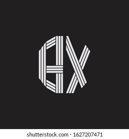 BX Logo monogram with outline style linked isolated on black background