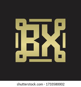 BX Logo monogram with piece line art design template