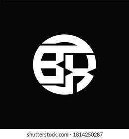 BX Logo monogram with rounded line swipe design template on black background