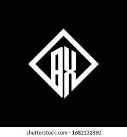 Monograma del logotipo BX con plantilla de diseño de estilo giratorio cuadrado