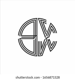 BX Logo monogram triple ribbon style line design template isolated on white background