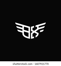 BX logo monogram with wings style design template