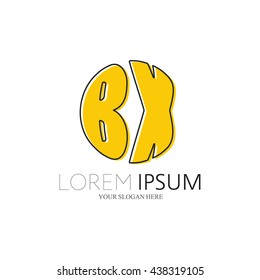 BX Logo. Vector Graphic Sphere Branding Letter Element. White Background