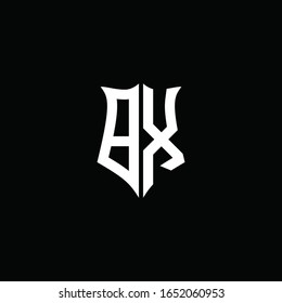 BX-Monogramm-Logo-Band mit Schild einzeln auf schwarzem Hintergrund