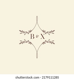 BX wedding initial logo letters in high quality professional design that will print well across any print media