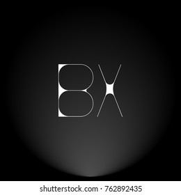 BX White thin minimalist LOGO Design with Highlight on Black Background.