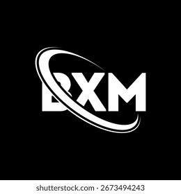 BXM-Logo. Logo-Design für BXM-Buchstaben. Initialen BXM-Logo mit Kreis und Großbuchstaben-Monogramm-Logo verbunden. BXM Typografie für Technologie, Business und Immobilien Marke.