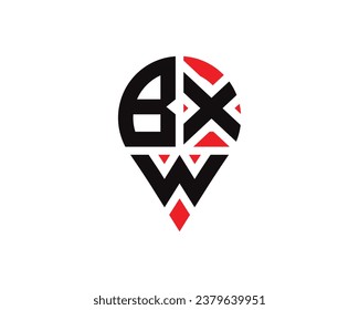 Diseño del logotipo de la forma de ubicación de la letra BXW. Diseño sencillo del logotipo de ubicación de letras BXW.