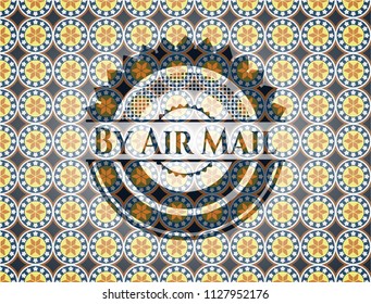 By Air Mail arabesque style emblem. arabic decoration.
