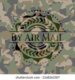 By Air Mail on camouflage pattern. Vector Illustration. Detailed. 