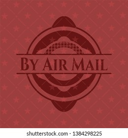 By Air Mail retro style red emblem. Vector Illustration. Detailed.