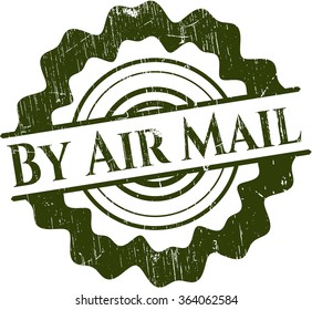 By Air Mail rubber stamp with grunge texture
