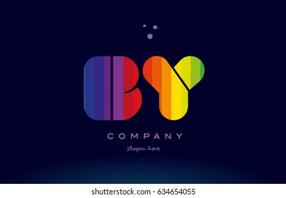 by b y alphabet letter colorful creative colors text dots creative company logo vector icon design template