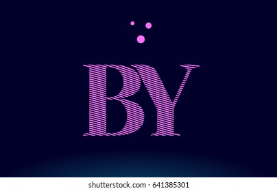 by b y alphabet letter logo pink line stripes magenta purple blue font creative text dots company vector icon design template