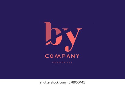by b y alphabet small letter blue pink creative design vector company logo icon template 
