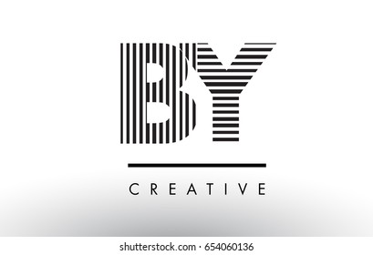 BY B Y Black and White Letter Logo Design with Vertical and Horizontal Lines.
