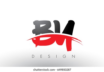 BY B Y Brush Logo Letters Design with Red and Black Colors and Brush Letter Concept.